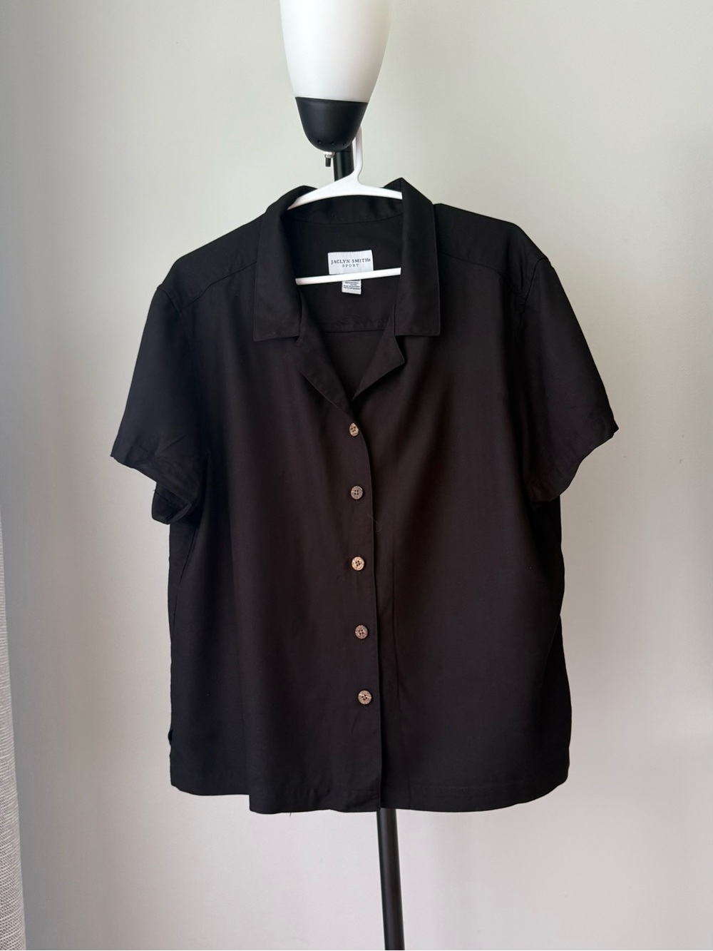 Jaclyn Smith Black Short-Sleeve Button-Down Shirt XL